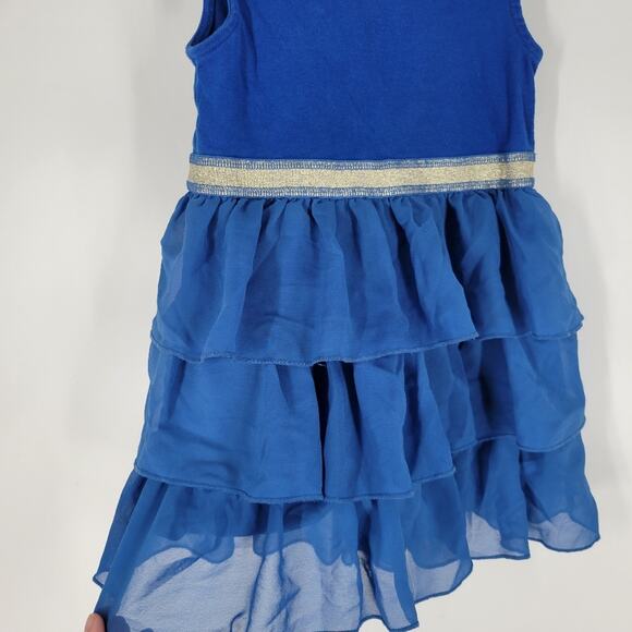 Hanna Andersson Blue Sleeveless Glitter Tiered Ruffle Dress 4 - Picture 3 of 8